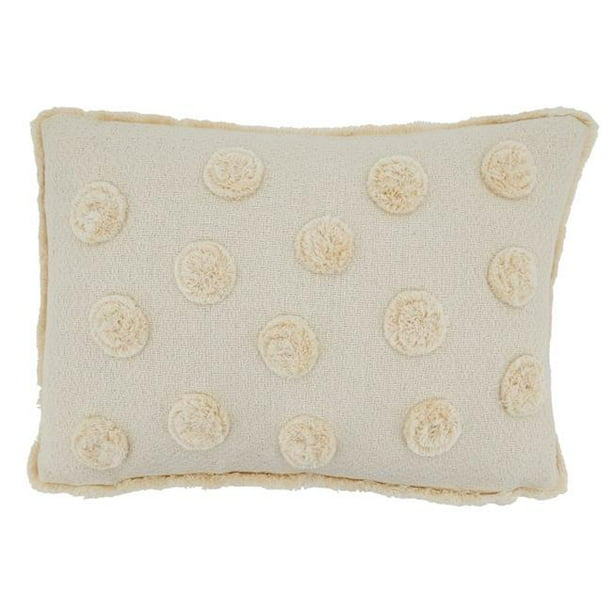 Saro Lifestyle Ivory Sky Collection Tufted and Applique Throw Pillow with Poly Filling 12 x 18 Saro Lifestyle Ivory Sky Collection Tufted and Applique Throw Pillow with Poly Filling 12 x 18